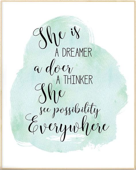 She Is A Dreamer Printable Quote Inspirational Quote Printable