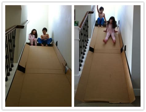 How To Make Diy Cardboard Stair Slide For Kids How To Instructions