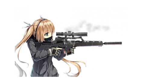 Cute Anime Girl Soldier Anime With A Gun Transparent