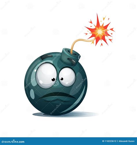 Cartoon Bomb Fuse Wick Spark Icon Surprise Smiley Stock Vector