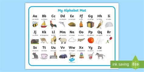 Alphabet A To Z French Word Mat