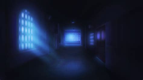 School At Night Anime Background Artistic Images School Hallways