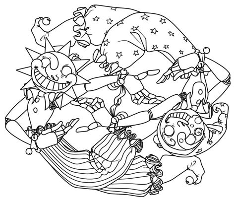 Creepy Sundrop And Moondrop Fnaf Coloring Pages Coloring Cool