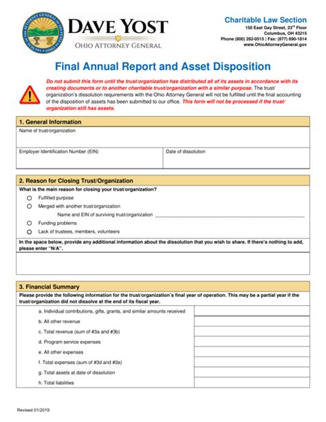 Ohio Final Annual Report And Asset Disposition Form Fill Out Sign