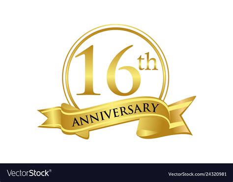 16th Anniversary Celebration Logo Royalty Free Vector Image