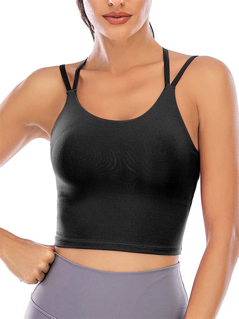 sayfut women s sports bra with removable padded push up sports bra tube bra tops fitness