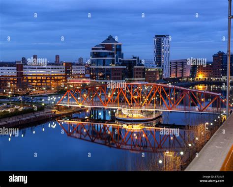 Salford Quays Skyline In The Greater Manchester England Stock Photo