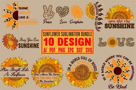 Sunflower Sublimation Svg Design Bundle Graphic By Creative Design