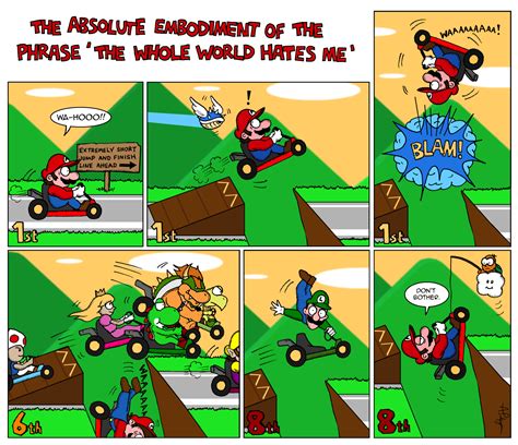 Players can also customize their vehicles and play online, though the online feature is only available on windows and is currently in beta. The absolute embodiment of the phrase "the whole world hates me" | Mario Kart | Know Your Meme
