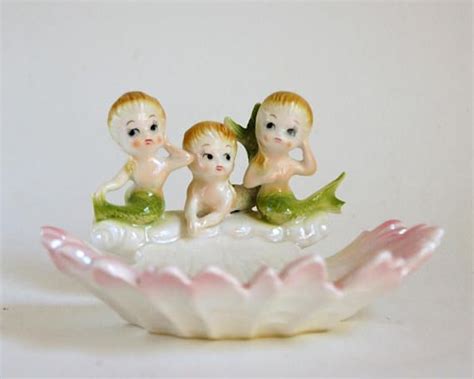 Vintage Ceramic Mermaids Shell Soap Dish Norcrest Mermaids Bathroom