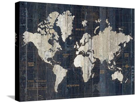 Old World Map Blue V2 Gallery Wrapped Canvas Print Wall Art By Wild