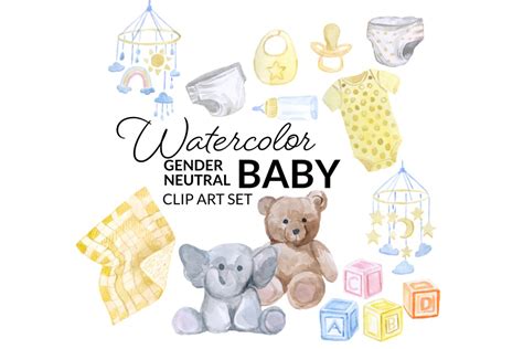 Watercolor Gender Neutral Baby Clipart