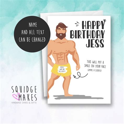 Personalised Funny Birthday Card Sexy Man Cheeky Message Etsy