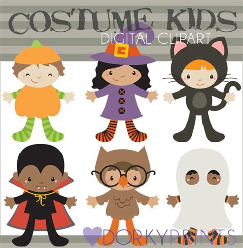 Halloween Clipart Kids In Costume Digital Png Art Etsy