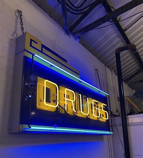 Vintage Neon Drugs Sign With Free Shipping The Games Room Company