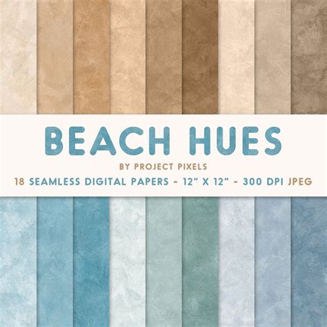 Beach Hues Digital Paper Pack Ocean Sand Color Paper Soft Etsy