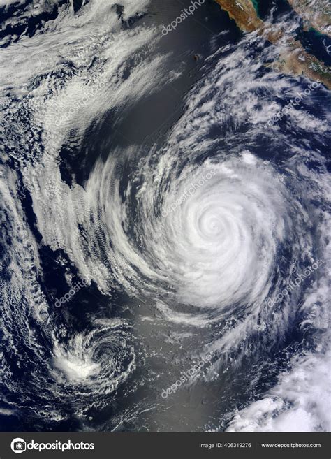 Satellite View Hurricane Close West Coast Elements Image Furnished Nasa