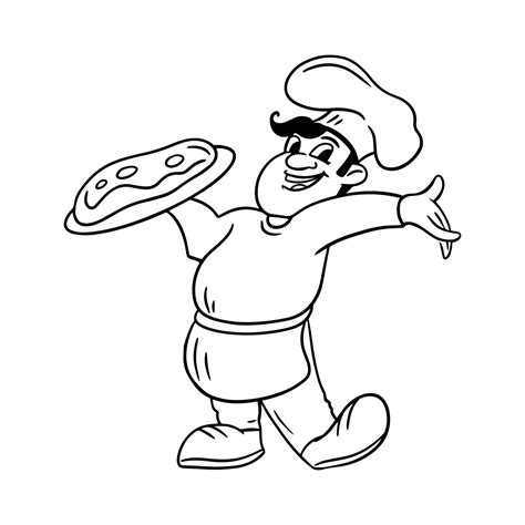 Italian Chef With A Pizza Pizzaiolo Vector Illustration