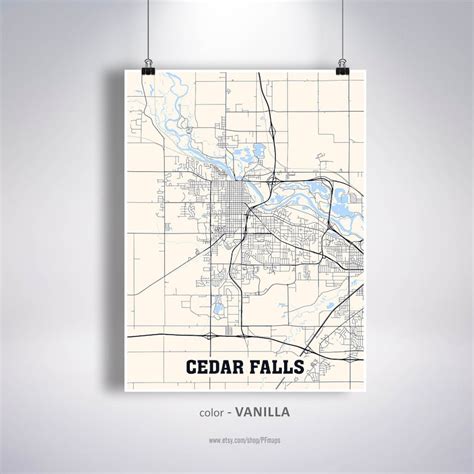 Cedar Falls Map Print Cedar Falls City Map Iowa Ia Usa Map Etsy