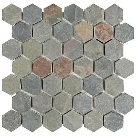 Elitetile Peak Hexagon 188 X 188 Slate Mosaic Tile In Gray