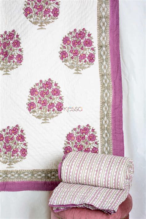 Buy Gorgeous Kaq49 Mountbatten Pink And Green Single Bed Quilt Online