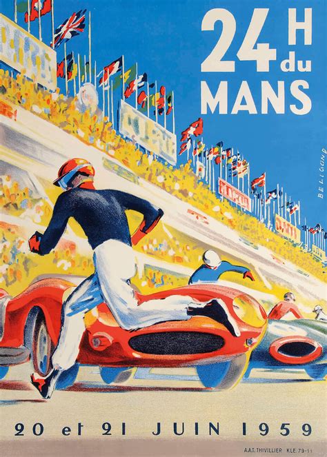 Umělecká Ilustrace 1959 24 Hours Of Le Mans Race Poster Posterscz
