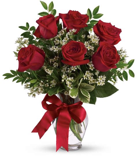 Half Dozen Red Rose Vase Roslindale Florist