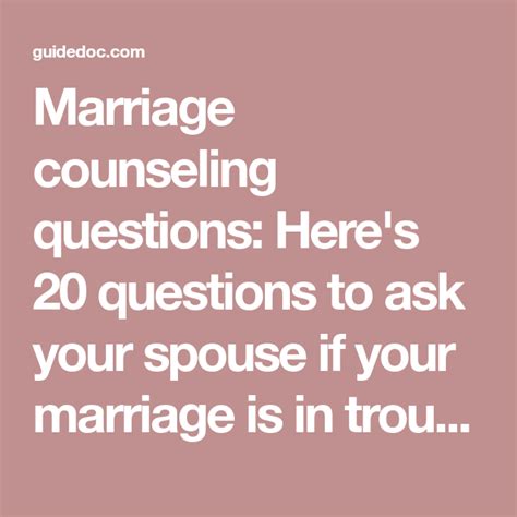Marriage Counseling Questions Heres 20 Questions To Ask Your Spouse