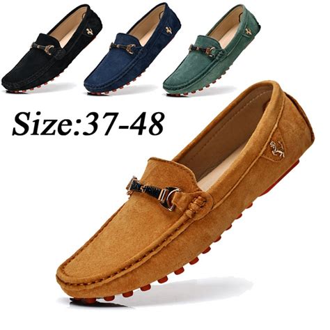 New Plus Size 47 48 Mens Casual Peas Shoes Suede Leather Loafers