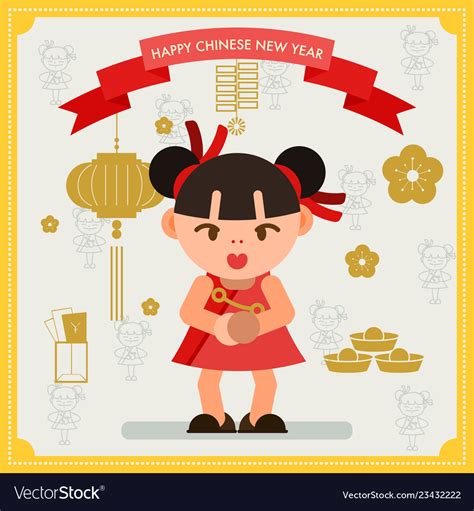 Chinese New Year Design Elements Template Vector Image