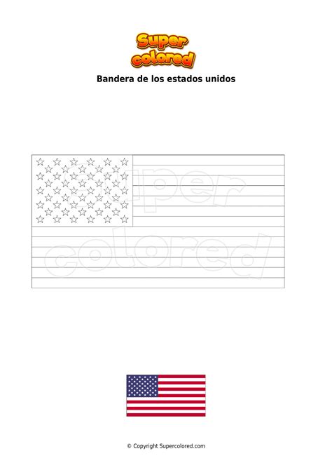 Dibujo Para Colorear Bandera De Los Estados Unidos Supercolored