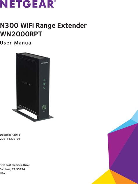 Netgear Wn2000rptv3 User Guide N300 Wifi Range Extender Wn2000rpt Manual