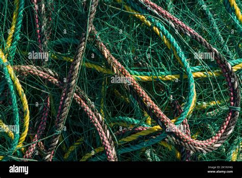 Bundled Fishing Nets Stock Photo Alamy