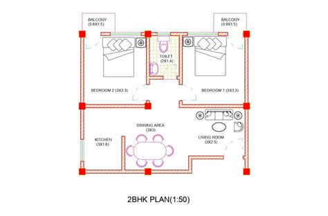 Autocad Dwg File Shows 28 3 Budget House Plans 2bhk H Vrogue Co