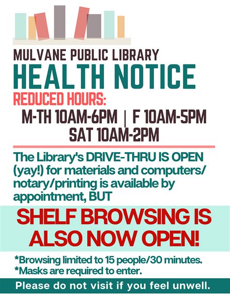 The Librarys Drive Thru Is Open Mulvane Public Library