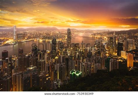 Hong Kong Sunrise View Peak Hong Stock Photo Edit Now 753930349