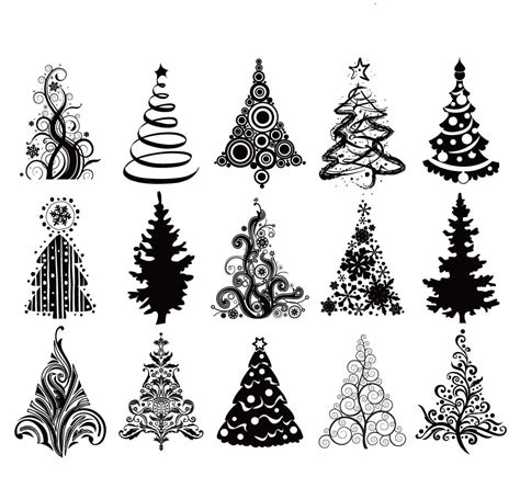 Set Of Christmas Trees Vector Free Download
