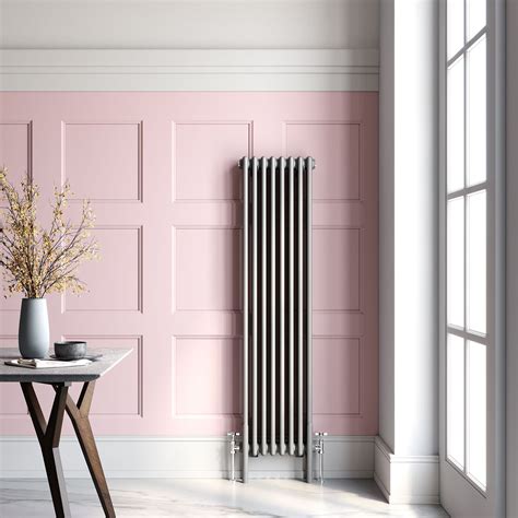 Athens Dove Grey Triple Column Vertical Traditional Radiator Tall