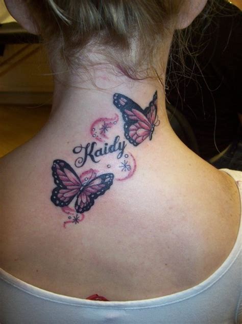 Awesome Butterfly Tattoos On Girl Upperback