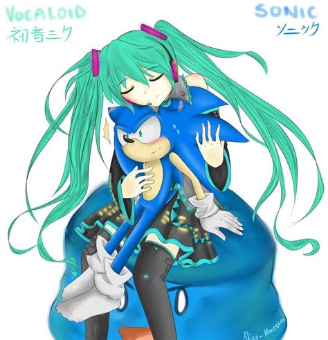 Miku And Sonic By Alice Maestra On Deviantart Miku Sonic Hatsune Miku