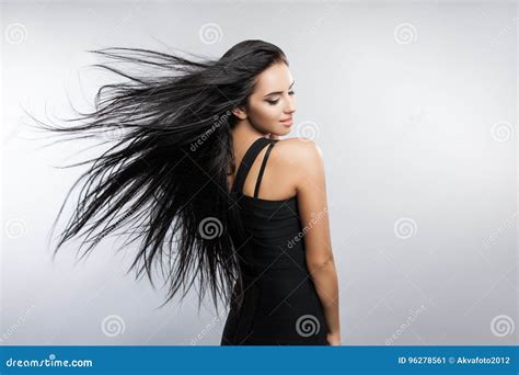 Beautiful Girl Model With Flying The Wind Hair Stock Image Image Of