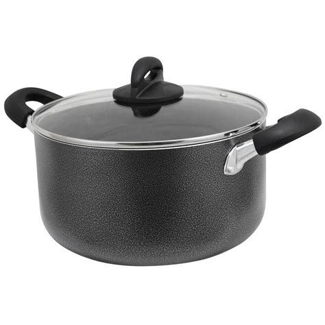 Oster Clairborne Qt Round Aluminum Nonstick Dutch Oven In Charcoal Gray With Glass Lid