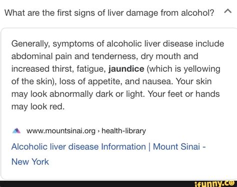 What Are The First Signs Of Liver Damage From Alcohol Generally Symptoms Of Alcoholic Liver