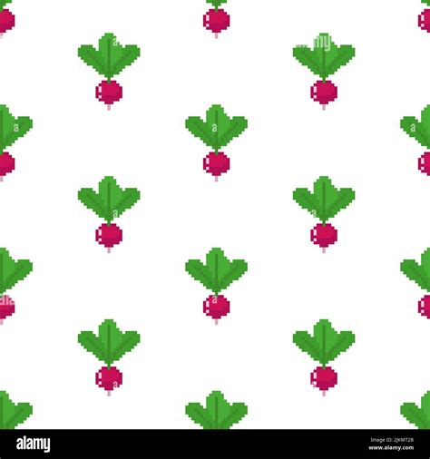 Radish Pixel Art Pattern Seamless Vegetable Garden Plant 8 Bit