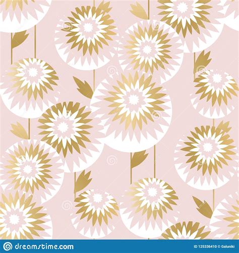 Luxury Style Chrysanthemum Flowers Seamless Pattern Stock Vector