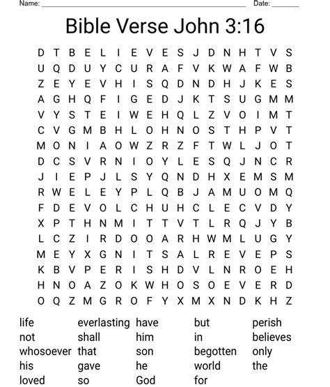 John 316 Word Search Wordmint