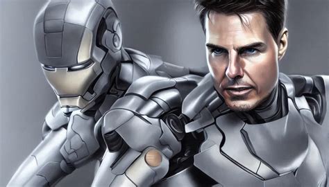 Digital Painting Of Tom Cruise In Grey And White Iron Stable