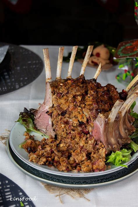 Crown Roast Of Lamb With Spicy Sausage And Cranberry Stuffing