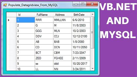 Vb Net How To Populate Datagridview From Mysql Database Using Visual