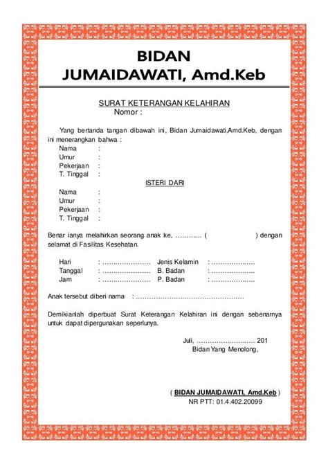 Contoh Surat Keterangan Sakit Dari Bidan Desa Contoh Terbaru